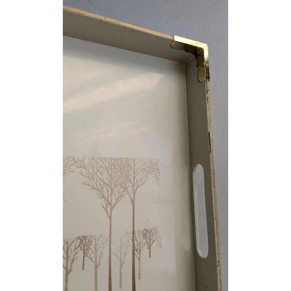 Vintage Otagiri Lacquered Wood Tray With Tree Design - Golden Mist Collection - Picture 10 of 10